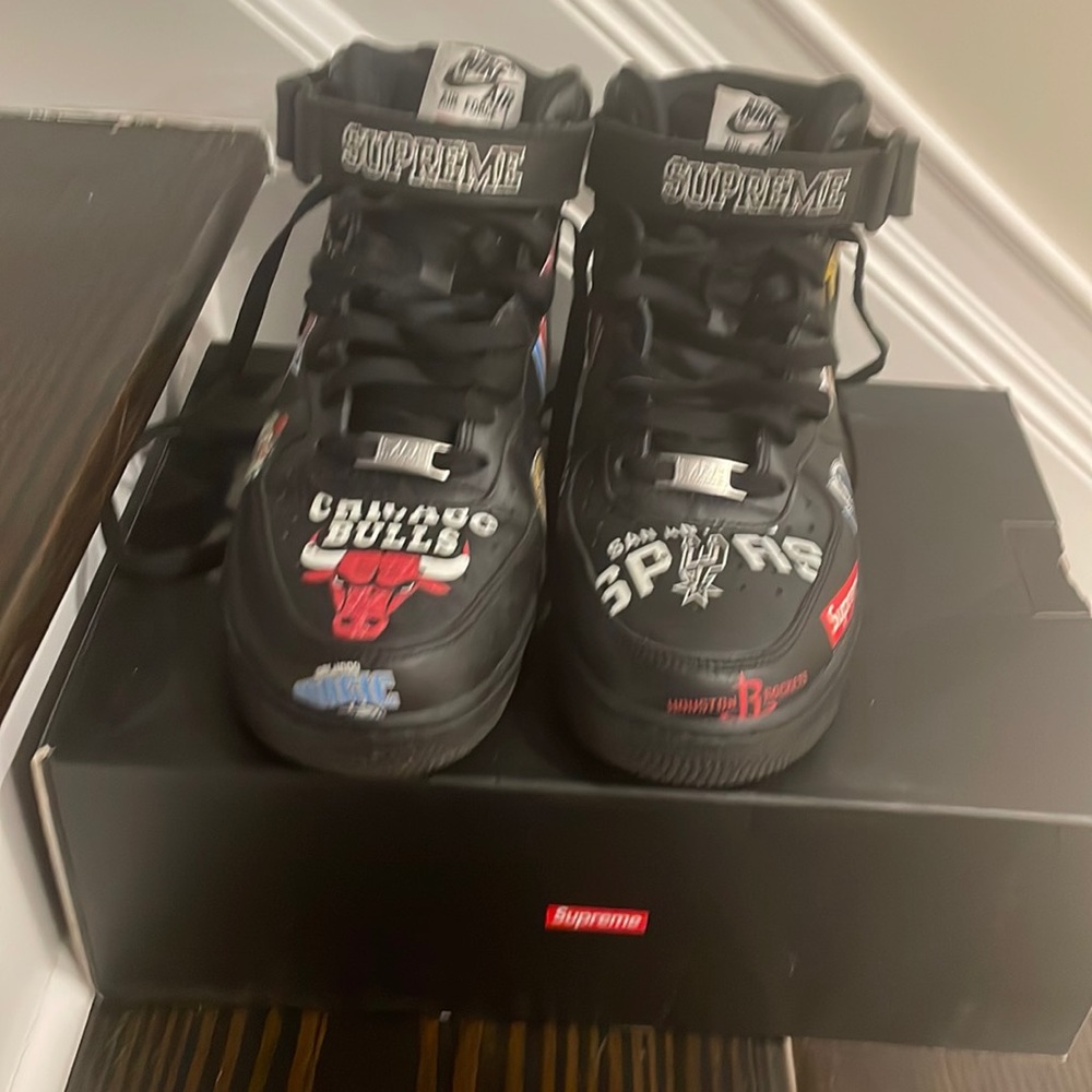 Black Supreme Air Force ones